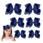 Navy Blue Hair Bow For Girls and Toddler - 6 pcs Grosgrain Alligator hair bows clips (6inch ×2, 4inch ×2, 3inch ×2)