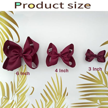 Red Bows for Girls,6PCS Hand-made Grosgrain Ribbon Hair Bows Alligator Clips Hair Accessories for Little Teen Toddler Girls Kids (Red)