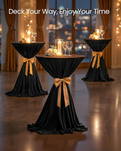 VASAGLE Bar Table, Round Cocktail High Top Pub Bistro Table for Events Party, Kitchen Dining, Home Bar, 23.6 x 23.6 x 41.3 Inches, Sturdy Metal Frame, Modern Style, Easy to Assemble, Black
