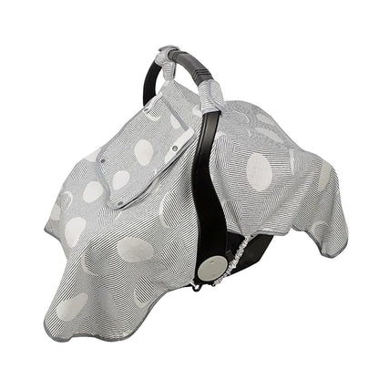ICOPUCA Car seat Covers for Babies, Muslin carseat Cover Girls/boy, carseat Canopy Light Weight, Breathable, Kick Proof, fit Summer/Autumn/Spring, Black Strip Polka;