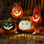 Halloween/Thanksgiving Metal Stakes Pumpkin, Jack o Lantern Spooky Faces Smile with Luminous Effect, Garden Yard Signs, Halloween Pumpkins Outdoor, Pumpkin Decorations Outdoor,Set of 4