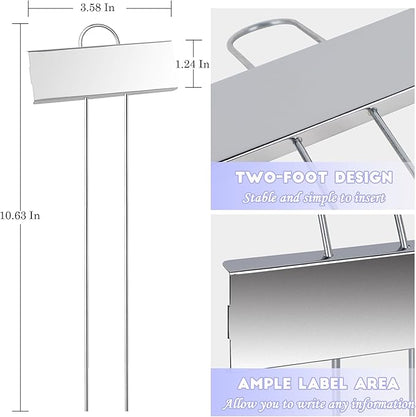 FORUP Metal Plant Labels, 50 Pack Garden Label Markers, Weatherproof Garden Stake Tags, Reusable Planting Gardening Markers, Silver