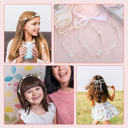 Golden Flower Girl Headpiece, Flower Crown for Girls Hair Accessory Headband Headpiece Headband Piece for Wedding Crowns for Weddings for Party First Communion Photography