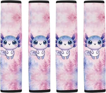 Car Seat Belt Pads Covers,Seatbelt Shoulder Strap Covers for Adult,2 Pack Standard Size Blue Axolotl Print