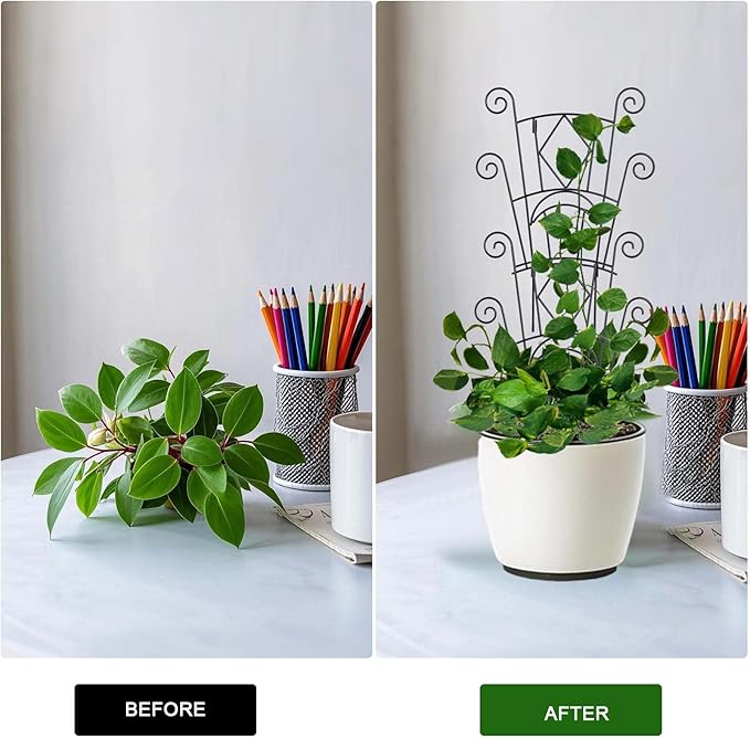 Stackable Plant Support Stakes, 2 Pack Metal Twig Plants Trellis for Indoor and Outdoor Use, Garden Accessories for House Potted Flower Monstera Trumpets 15.35 inch