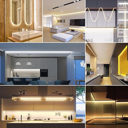 BTF-LIGHTING FCOB COB LED Strip IP65 480LED/m Flexible High Density Uniform Light 9W/m 16.4FT DC24V Daylight White 6000K CRI 90+ 8mm Width for Home Indoor Decor(No Adapter or Controller)