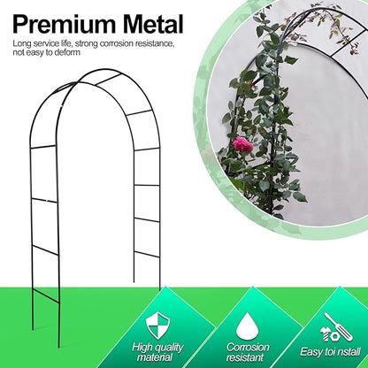 Metal Garden Arch 7.8ft High X 4.5ft Wide Garden Arbor for Various Climbing Plant Outdoor Garden Lawn Backyard Wedding Arch Party Decoration Archway