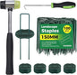 100pcs Green Landscape Stakes Staples 6 Inch +100pcs Gaskets+Hook Tool+Rubber Mallet, Heavy Duty Coated Landscape Staples, Galvanized Lawn Spikes Yard Ground Pin for Sod Artificial Grass Weed Barrier