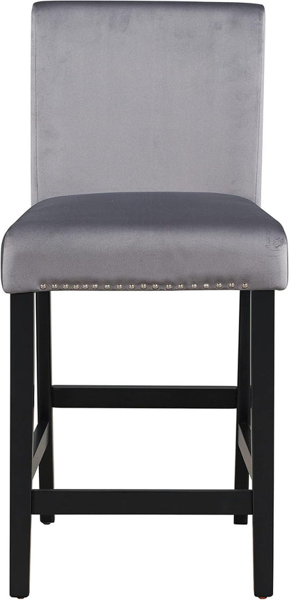 5 Pieces Dining Table Set with 35" Rectangle Faux Marble Top Table,Living Room Furniture W/ 4 Velvet-Upholstered Chairs,for Restaurant,Home Bistro,Gray
