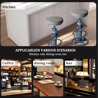 Industrial Bar Stool with Cushioned PU Seat 24.8-30.3inch Height Adjustable Vintage Counter Stools for Kitchen Island Farmhouse Fire Hydrant Design Coffee Chair