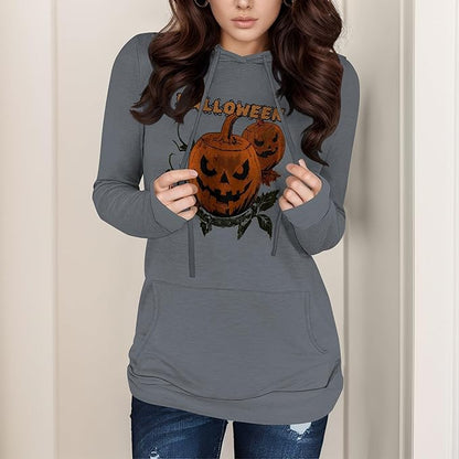 Halloween Womens Pullover Sweatshirts Trendy Drawstring Fall Sweatshirt Halloween Best Gift For Wife And Daughter