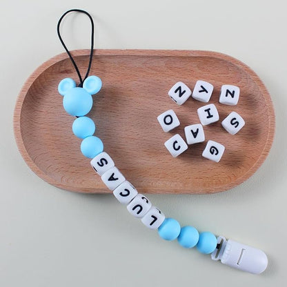Personalized Pacifier Clip with Name, Customized Pacifier Clip with Name for Baby, Pacifier Holder with Cute Mouse Head