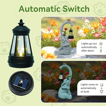 Solar Elephant Garden Statues with LED Lights, Outdoor Decor for Patio Yard Balcony - Unique Housewarming Birthday Gifts for Women Mom Grandma