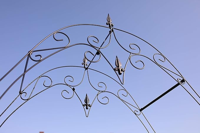 Steel Garden Arch, 8'1" High x 4'2" Wide, Garden Arbor for Various Climbing Plant, Outdoor Garden Lawn Backyard