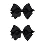 Wee Ones Girls 2 Pack Grosgrain Hair Bows with Plain Wrap Centre on a Wee Stay No Slip Clip, Small, Black