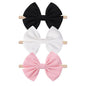 3Pcs Black Baby Girls Bows Elastic Nylon Headbands Toddler Girs Pink Hair Bows White Handmade Bows Hair Accessories Newborn Bows for InfantToddlers Kids