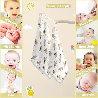 vvfelixl Baby Cotton Washcloths Pug Dog Infants Bath Towel for Unisex Face Towels for Newborn, Natural Baby Wipes Delicate Skin, 11.8 X 11.8 inch, one sizex5