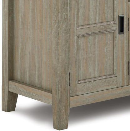SIMPLIHOME Burlington SOLID WOOD 72 inch Wide Transitional TV Media Stand in Distressed Grey For TVs up to 80 inches for the Living Room and Entertainment Center