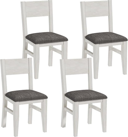 Solid Wood Dining Chairs Set of 4, Farmhouse Kitchen Chairs with Upholstered Cushion, Easy Assembly for Dining Room, Kitchen, Washed Gray