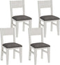 Solid Wood Dining Chairs Set of 4, Farmhouse Kitchen Chairs with Upholstered Cushion, Easy Assembly for Dining Room, Kitchen, Washed Gray