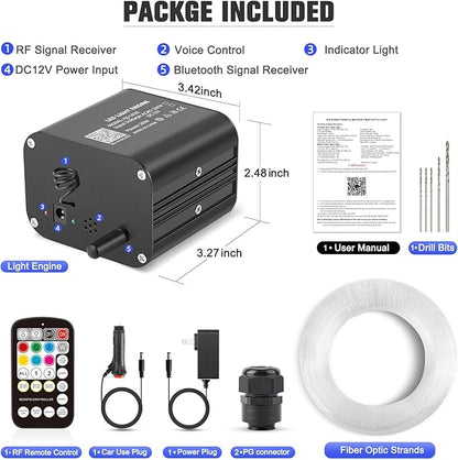 20W Twinkle Starlight Headliner Kit, Star Lights for Car Roof & Home Decoration, Fiber Cable 800pcs*0.03in*9.8ft Star Light Headliner with Bluetooth APP/Remote Control/Music Mode