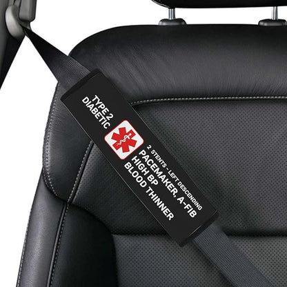 Type 2 Diabetic Custom Size Medical Alert Car Seat Belt Cover for Adults Girls and Boys Safety Seatbelt Belt Strap Shoulder Pad for a More Comfortable Driving 77