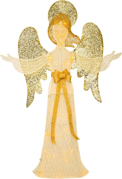 Christmas Outdoor Decorations Lighted Angel 48" Xmas LED Warm Lights Decor Indoor, Large Outdoor Holiday Decorations for Home, Yard, Garden, Porch