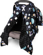 Baby Car Seat Cover, Windproof Carseat Cover for Infant Girls, Infant Warm Carseat Canopy with Double Layer Fabric for Winter, Compatible with Most Baby Car Seat, Space