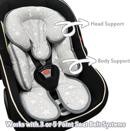 Infant Car Seat Insert, 2 in 1 Reversible Baby Car Seat Head & Body Support Cushion Pillow for Newborn,Soft Newborn Carseat Head Support Pad for Carseats, Strollers, Swings, Bouncers