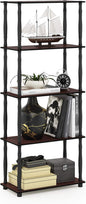 Furinno Turn-N-Tube 5-Tier Multipurpose Shelf / Display Rack / Storage Shelf / Bookshelf, Classic Tubes, Dark Cherry/Black
