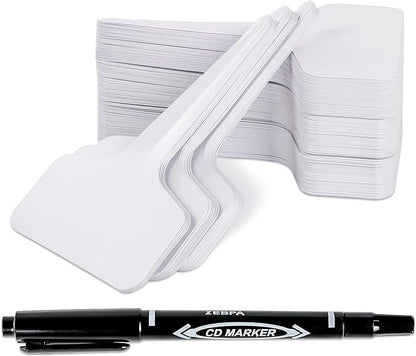 200pcs 4 Inch T-Type Plant Name Tags - Waterproof Plastic Garden Labels with Permanent Marking Pen
