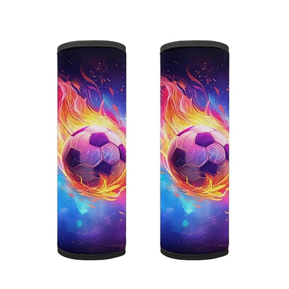 Biyejit Galaxy Fire Soccer Car Seat Belt Covers for Kids, 2 Packs Toddlers Stroller Cartoon Seat Strap Covers, Soft Car Seat Straps Shoulder Pads Seat Belt Protectors for Boys