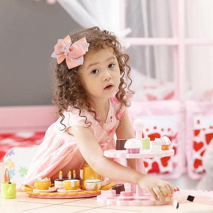 Glitter Birthday Hair Bow for Baby Girls 1 2 3 4 5 6 Years Peach Party Decoration Hair Accessories for Four 4th Birthday