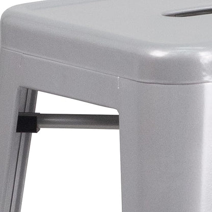 Flash Furniture Commercial Grade 30" High Backless Silver Metal Indoor-Outdoor BarStool with Square Seat