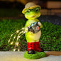Solar Powered Frog & Mushroom Couple Statue, Outdoor Garden Decor with Romantic LED Lights, Waterproof Resin Sculpture Set for Lawn, Yard, Patio with Anti-Tip Stakes (Watering Frogs)