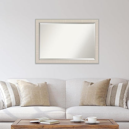 Amanti Art White Bathroom Mirror for Over Sink, 29x41 Cottage White Silver Rectangle Vanity Mirror, Large Coastal Wood Frame, Hangs Horizonally and Vertically, Bathroom Wall Decor, Beveled Edge