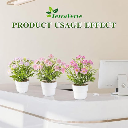 2-Piece Potted Artificial Freesia Flowers | Lifelike Indoor Plants for Home, Office, Bedroom, Bathroom Decor | Rustic Farmhouse Style Artificial Greenery
