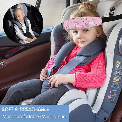2 Pcs Baby Car Seat Neck Relief and Head Support,Silence Shopping Car Seat Head Band Strap Headrest,Stroller Car Seat Sleeping Head Support for Toddler Child Children Kids Infant (Unicorn)