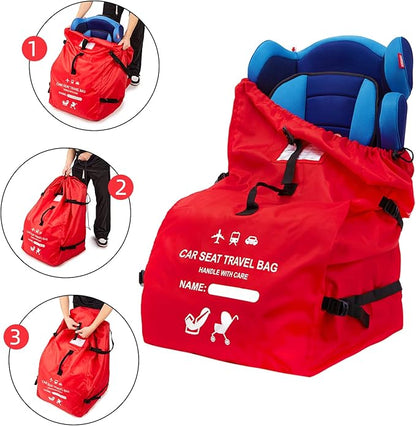 Clearworld Car Seat Travel Bag for Air Travel, Durable Gate Check Bag for Airport,Foldable Baby Stroller Travel Carry Bag, Fits Car Seats, Infant Carriers & Booster,Universal Size Red