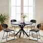 47 Inch Round Dining Table for 4, Modern Round Dinner Table Small Mid Century Dining Room Tables, Leisure Kitchen Tables for Small Space, Kitchen, Living Room, Steel Legs, Black