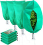 Homimp Plant Covers Freeze Protection, 4 Pack Frost Covers with Zipper Drawstring (23.6" x 31.5") Plant Protection Cover Bags for Outdoor Winter Frost Cold Weather Shrubs Trees Jacket Covers(Green)