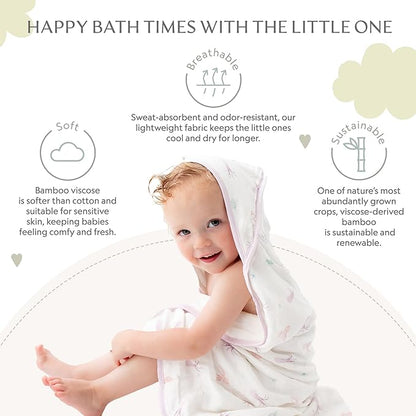 Bamboo Viscose Baby Hooded Towel & Washcloth Set for Babies and Toddlers, Soft & Absorbent, 70% Viscose from Bamboo, 30% Cotton Muslin - Imported (Octopus)