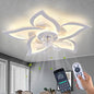 White Flower Modern CeilingFans with Lights, Low Profile Ceiling Fan with Remote for Bedroom, Flush Mount Ceiling Fan with LED Dimmable Light,3-Colors, 6-Speeds, Timing CeilingFan Light