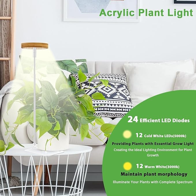 yadoker Halo Plant Grow Light,LED Growing Light Full Spectrum for Indoor Plants,Height Adjustable, Automatic Timer, 5V Low Safe Voltage,Idea for Small Plants(3 Pack)