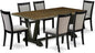 East West Furniture V677MZ606-7 7 Piece Modern Dining Table Set Consist of a Rectangle Wooden Table with V-Legs and 6 Shitake Linen Fabric Upholstered Chairs, 40x72 Inch, Multi-Color
