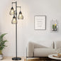 Ziisee Dimmable Floor Lamp, 3 x 800LM LED Edison Bulbs Included, Farmhouse Industrial Floor Lamp Standing Tree Lamp with Elegant Cage Tall Lamps for Living Room Bedroom Office - Black