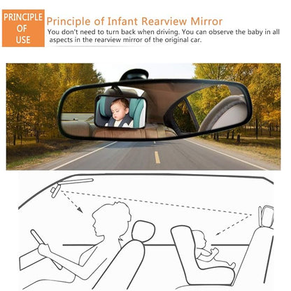 Baby Mirror for Car - Safety Car Seat Mirror for Rear Facing Infant with Wide Crystal Clear View - Adjustable Acrylic 360°for Backseat - Safe, Secure and Shatterproof (Blue)