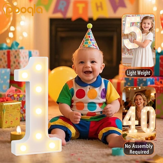 Pooqla 16th Birthday Decorations for Girls Boys, Large 12.6 in Tall Light Up Numbers for Sweet 16 Party Decorations Table Decor, Big Marquee Numbers 16th Birthday Gift for Girls Anniversary Decor