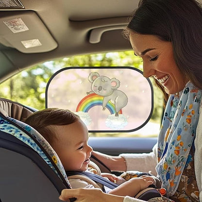 Bulopur Kawaii Koala 2 Pack Car Window Shades for Side Window UV Protection Breathable Mesh Car Window Covers Easy to Install Universal Car Interior Accessories Car Sun Shade