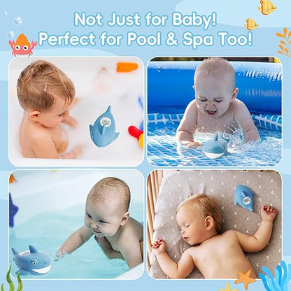 b&h Baby Bath Thermometer - Shark Thermometer for Water Temperature Monitoring, Digital Water & Room Temperature Reader, Safty Toddler Bathtub Floating Toy